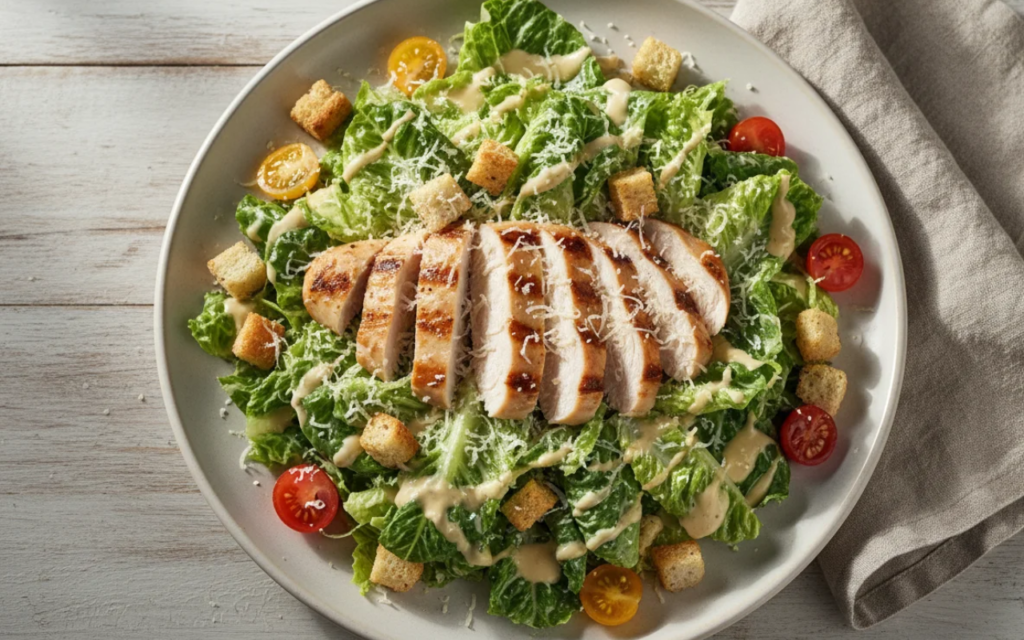 Salada Caesar com Frango: Receita Clássica, Cremosa e Fácil de Fazer Salada Caesar com Frango