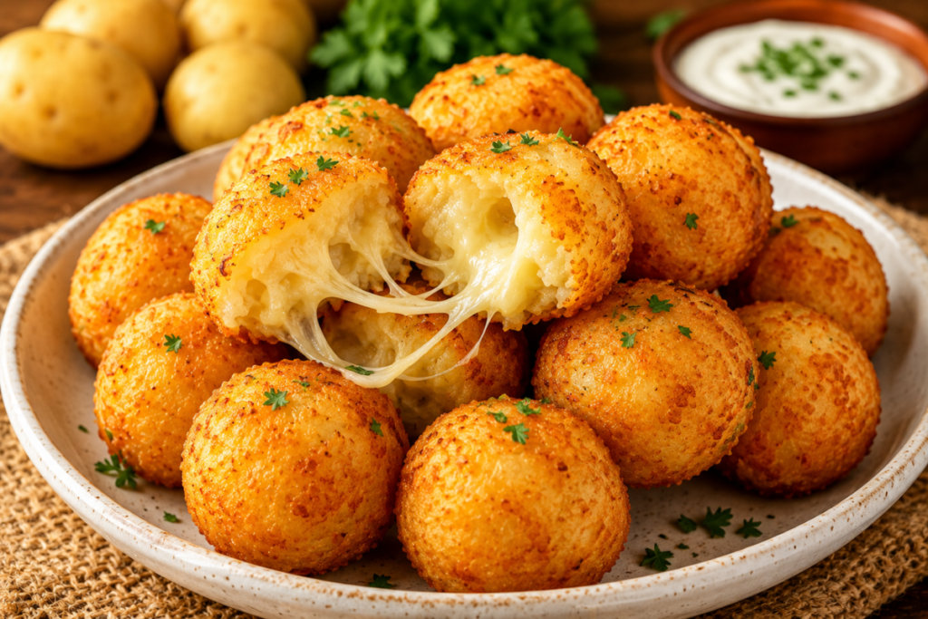 Bolinho de Batata com Queijo: Receita Fácil, Crocante por Fora e Cremosa por Dentro Bolinho de Batata com Queijo
